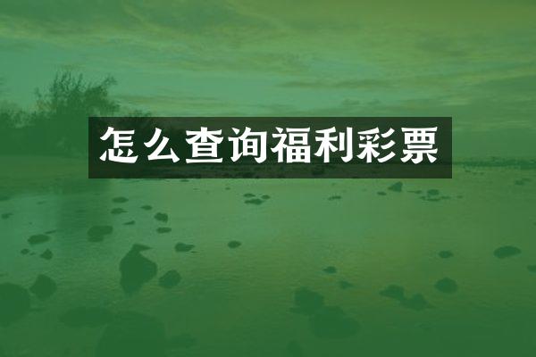 怎么查询福利彩票
