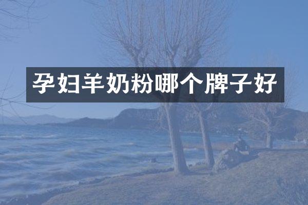 孕妇羊奶粉哪个牌子好