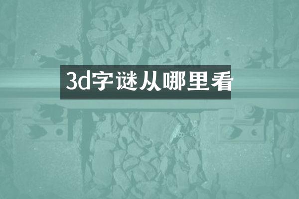 3d字谜从哪里看