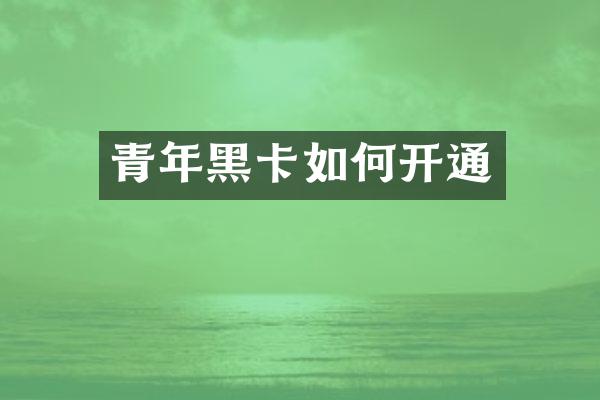 青年黑卡如何开通