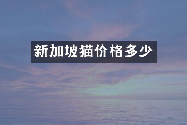 新加坡猫价格多少