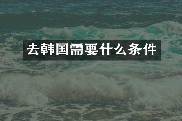 去韩国需要什么条件