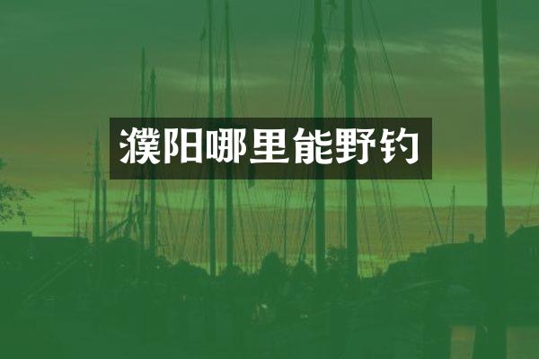 濮阳哪里能野钓