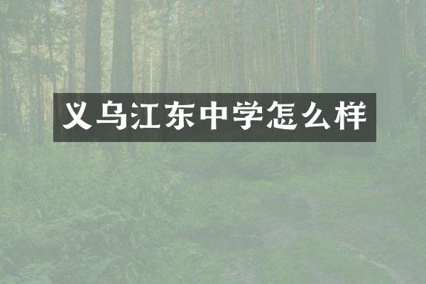 义乌江东中学怎么样
