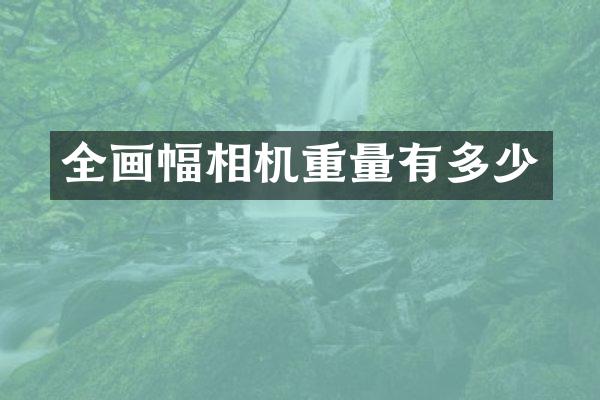 全画幅相机重量有多少