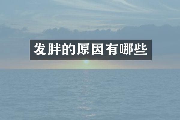 发胖的原因有哪些