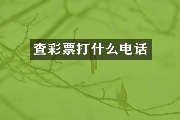 查彩票打什么电话