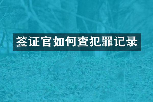 签证官如何查犯罪记录