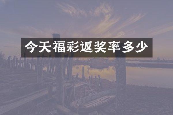 今天福彩返奖率多少