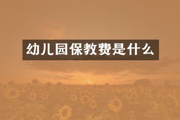 幼儿园保教费是什么