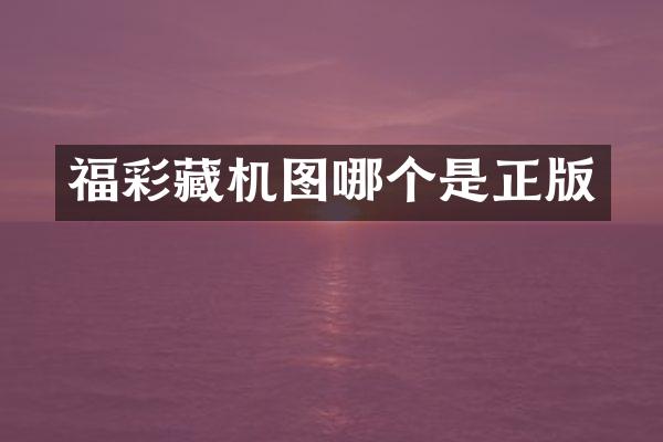 福彩藏机图哪个是正版