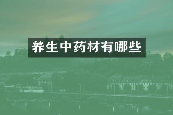 养生中药材有哪些