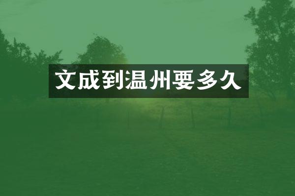文成到温州要多久