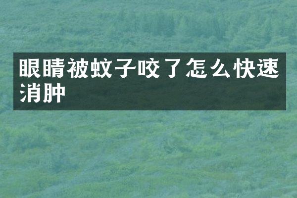 眼睛被蚊子咬了怎么快速消肿