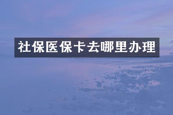 社保医保卡去哪里办理