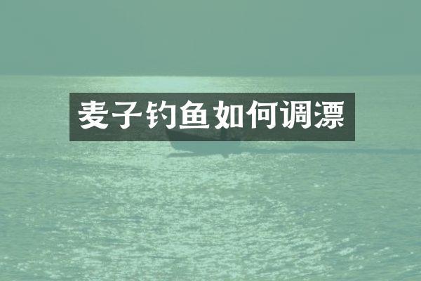 麦子钓鱼如何调漂