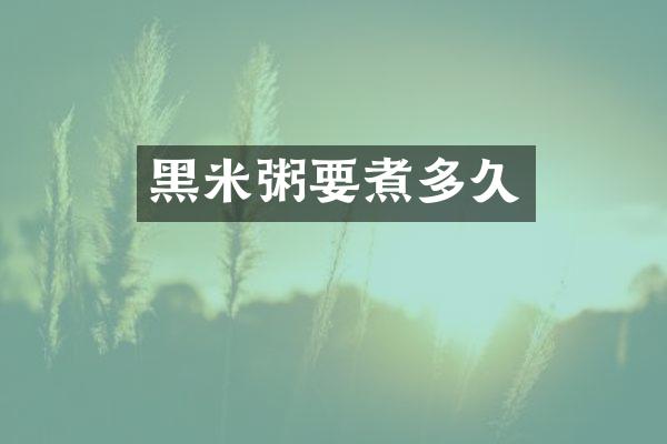 黑米粥要煮多久
