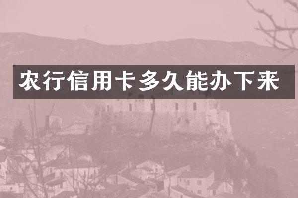 农行信用卡多久能办下来