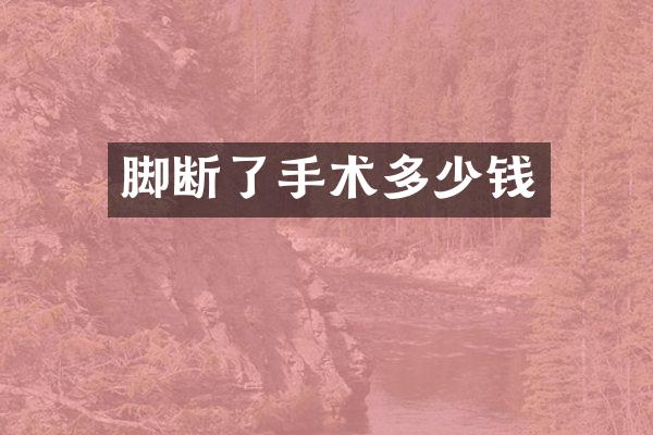 脚断了手术多少钱