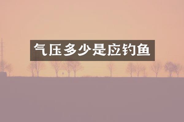 气压多少是应钓鱼