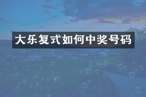 大乐复式如何中奖号码