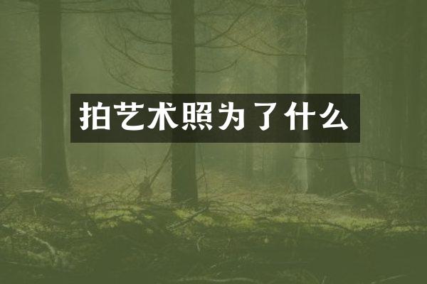 拍艺术照为了什么