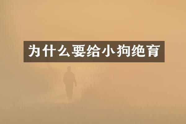 为什么要给小狗绝育