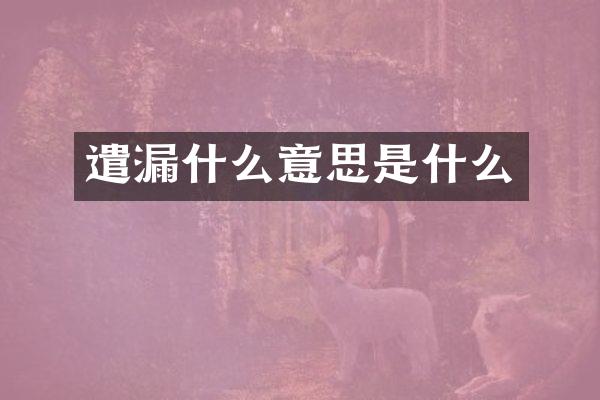 遣漏什么意思是什么