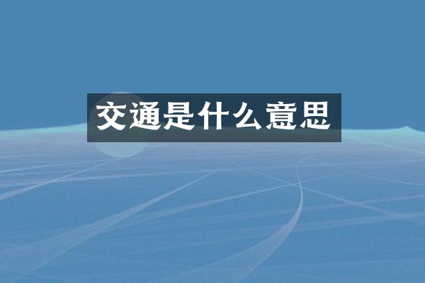 交通是什么意思