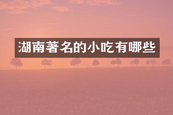湖南著名的小吃有哪些