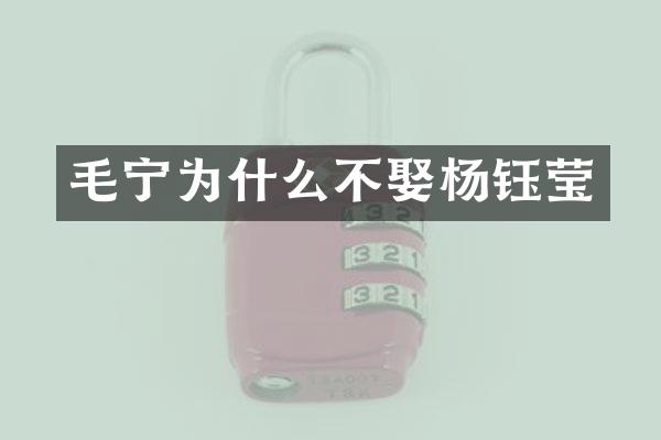 毛宁为什么不娶杨钰莹