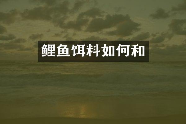 鲤鱼饵料如何和