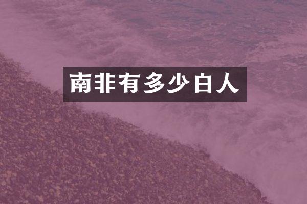 南非有多少白人