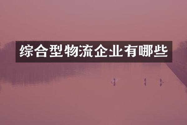 综合型物流企业有哪些