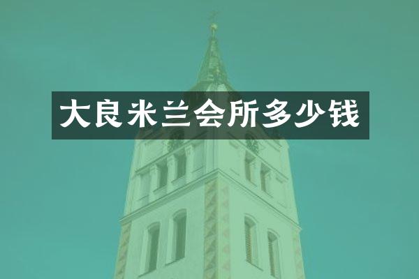 大良米兰会所多少钱