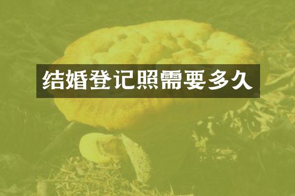 结婚登记照需要多久