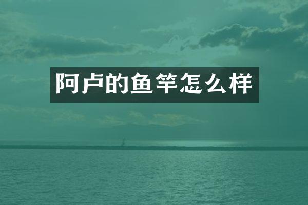 阿卢的鱼竿怎么样