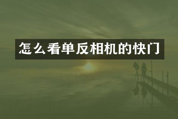 怎么看单反相机的快门