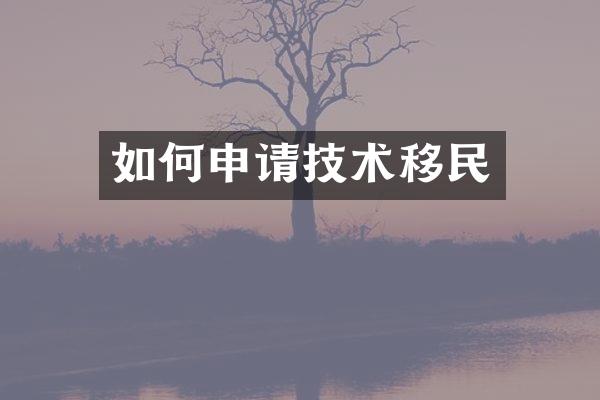 如何申请技术移民