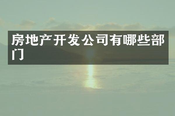 房地产开发公司有哪些部门