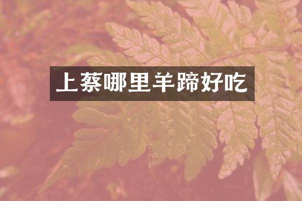 上蔡哪里羊蹄好吃