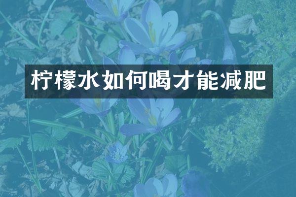 柠檬水如何喝才能减肥