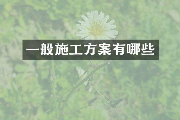 一般施工方案有哪些