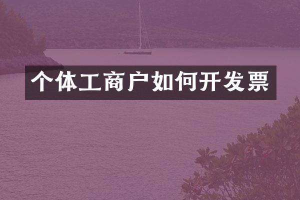 个体工商户如何开发票