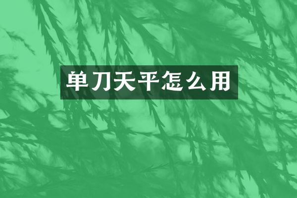 单刀天平怎么用
