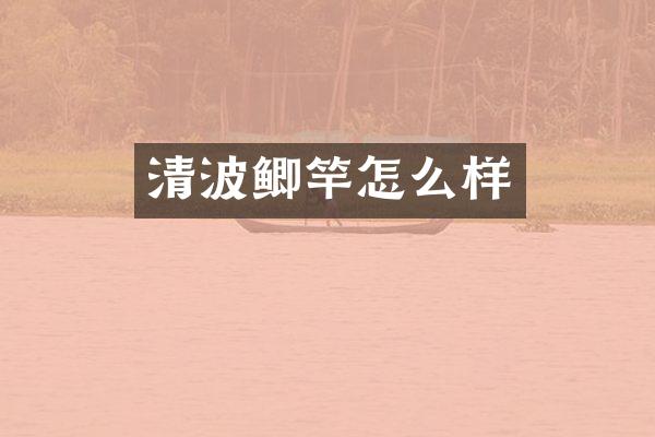 清波鲫竿怎么样