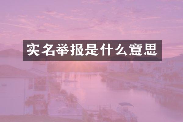 实名举报是什么意思
