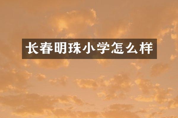 长春明珠小学怎么样