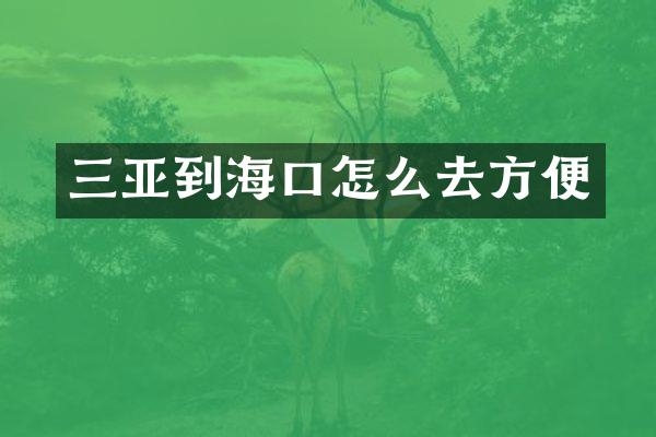 三亚到海口怎么去方便