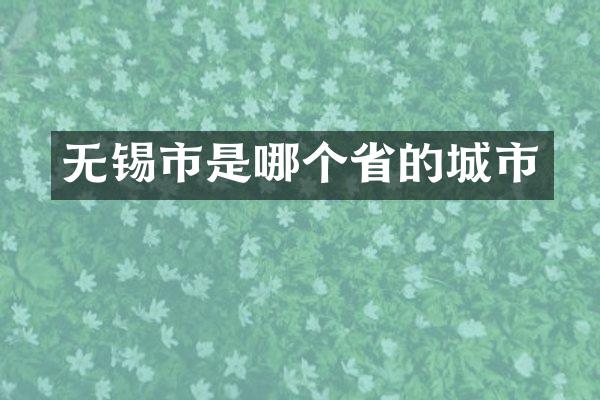 无锡市是哪个省的城市